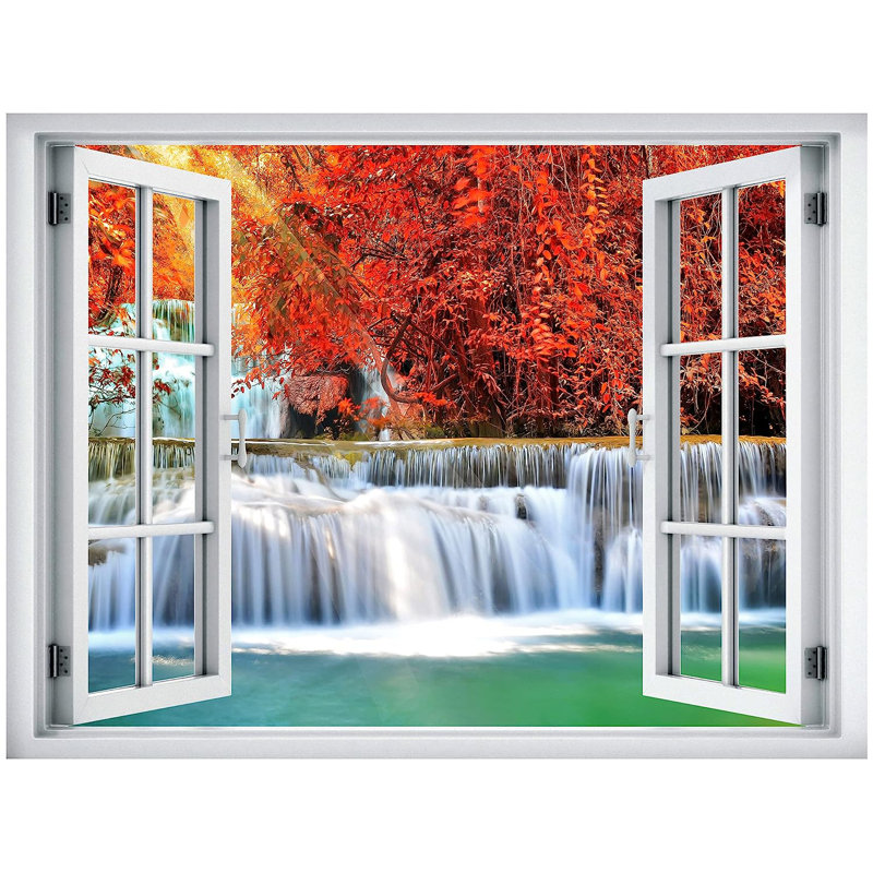 Murale d'automne arbre orange rivière Rapids, L 32 po x l 24 po