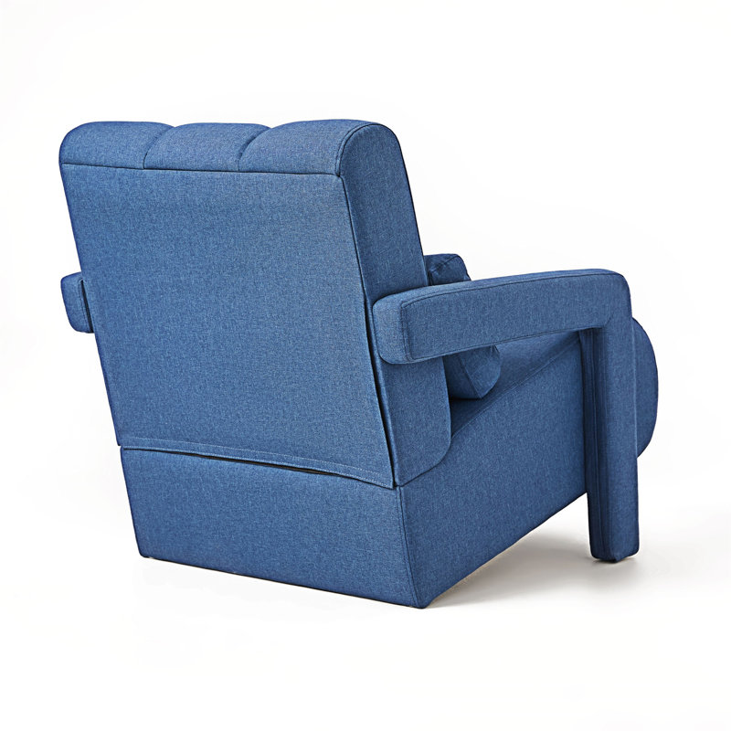 Kyrra Modern Upholstered Accent Chair With A Pillow, Navy Blue Linen