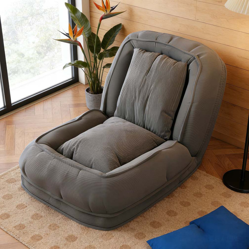 Upholstered Human Dog Bed for Adults and Pets, Foldable Lazy Sofa Bed with 5 Adjustable Position, Includes 2 Soft Pillows