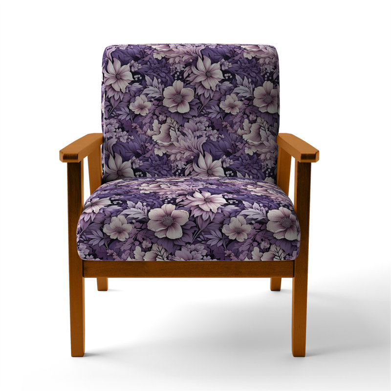 Eerie Elegance Moody Patterns - Velvet Upholstered Cottage Accent Arm Chair, Brown Square Arms