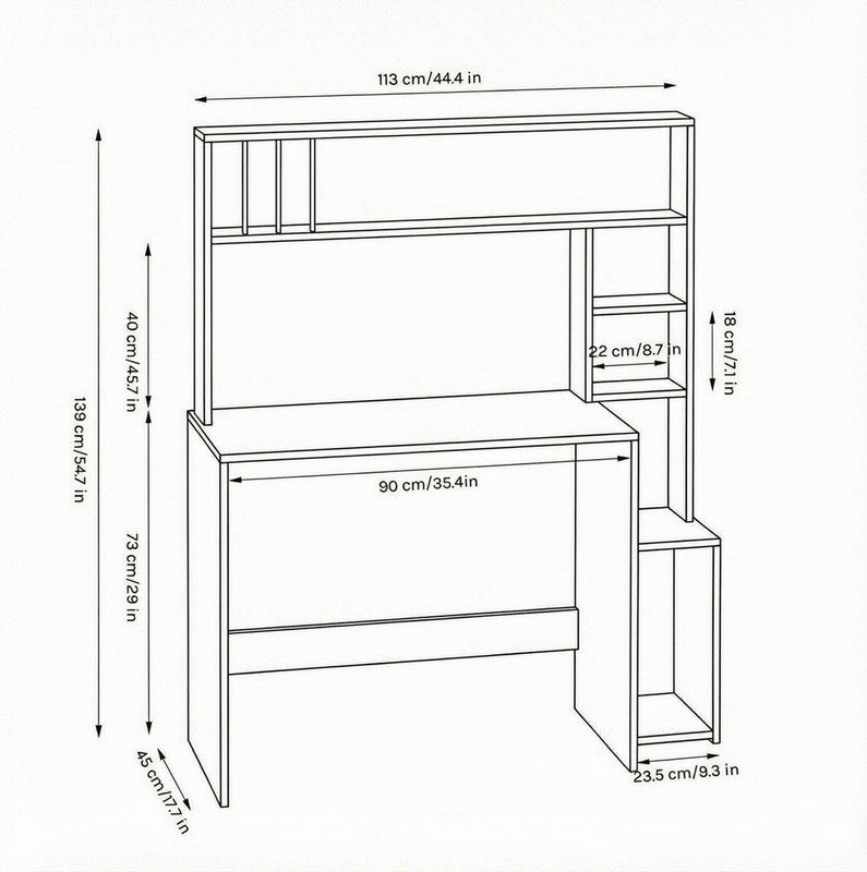 Sturdy Computer Desk PC Workstation with 5 Storage Shelves