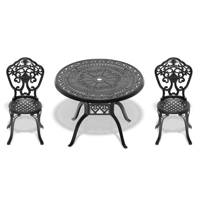 Outdoor Cast Aluminum Dining , 3, Black, Traditional Detailing, High-temperature , Slip All-weather Collection, 3, Ergonomic Design, Protected, Corrosion Resistance