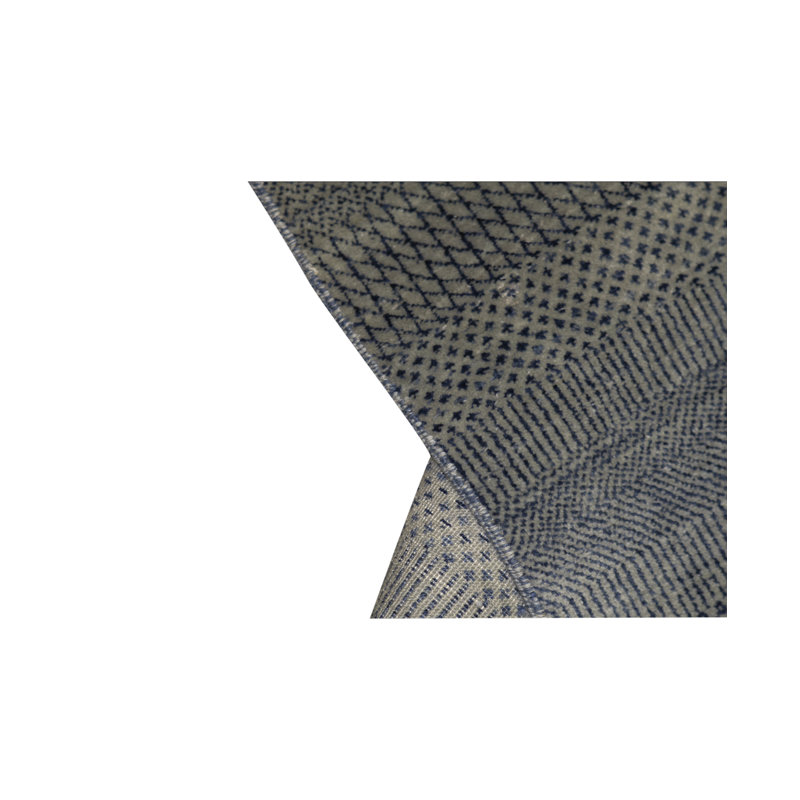 Tapis gris et turquoise noué à la main de haute qualité