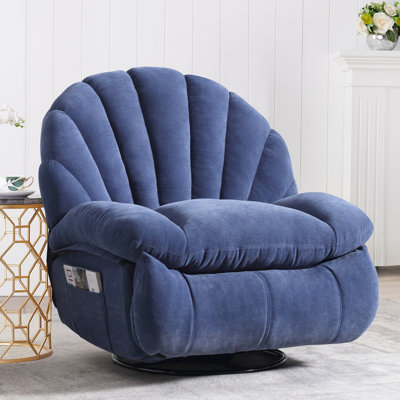 Wide Modern Style Accent Swivel And Rocker Recliner Chair
