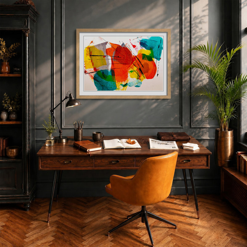 Abstract Vol.479 by S.Johnson - Framed Print, 62cm H x 87cm W x 2cm D, Oak