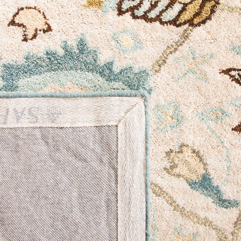 Handmade Tufted Blue Wool Round Area Rug, 24"