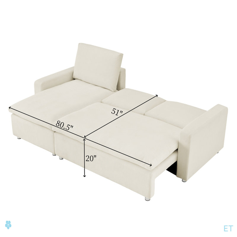 L Shaped Convertible Sleeper Sofa Bed, 90" Sectional Couch For Living Room , Pull Out Bed, Reversible Chaise With Storage , Removable & Washable