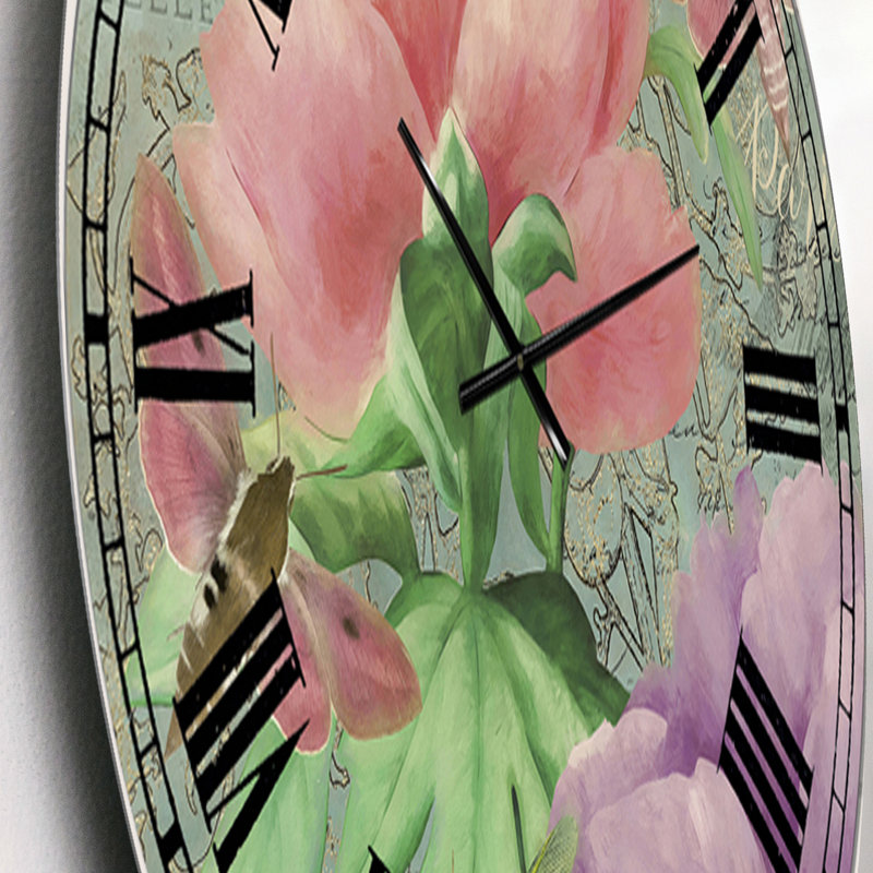 Pivoines roses - grande horloge murale, Petit