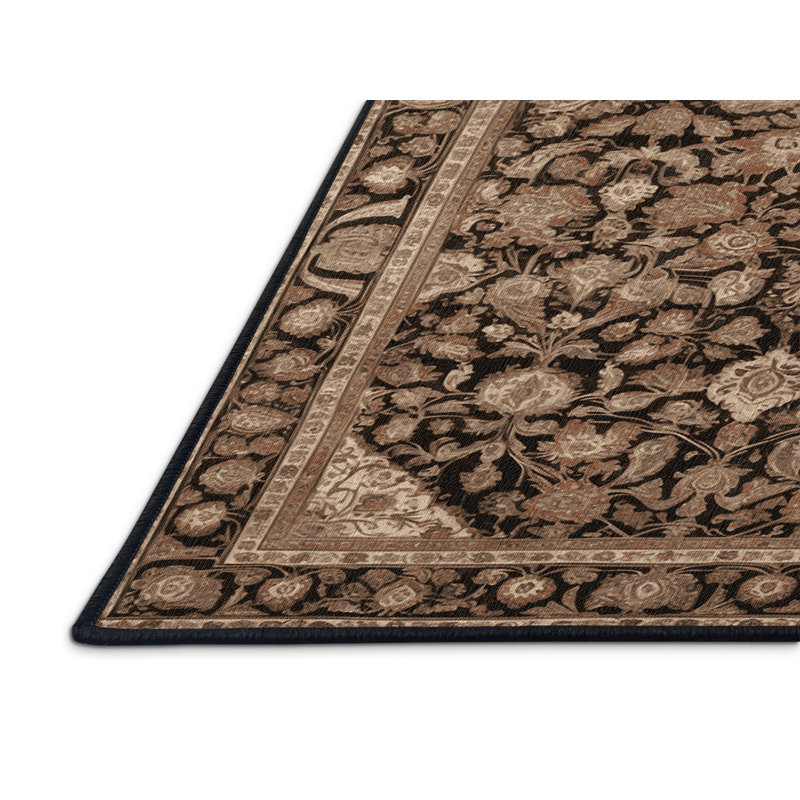Tapis brun lavable à la machine, Rond 7 pi
