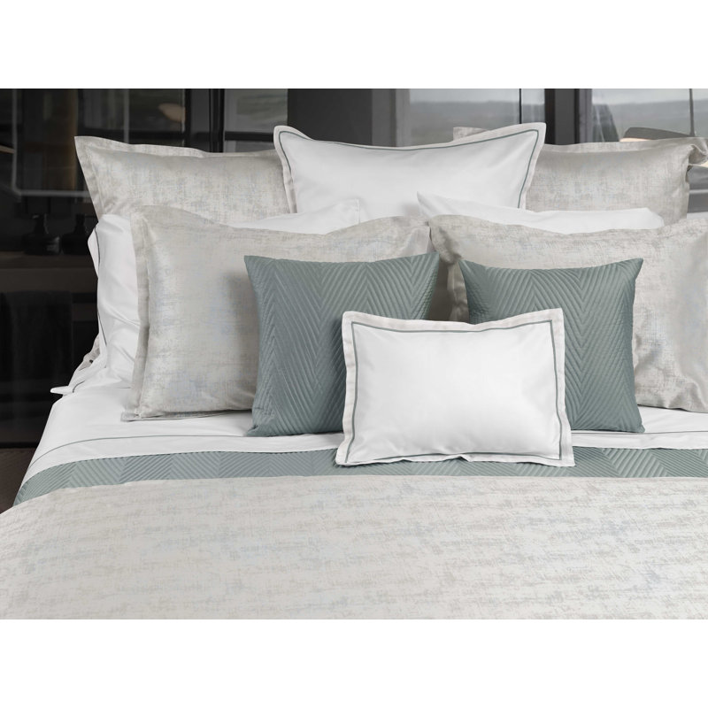 Barolo Duvet Cover, Beige/Wilton Blue, King Duvet Cover