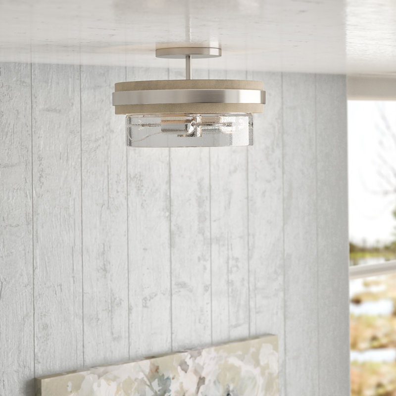 Darley Glass Semi Flush Mount, Classic Pewter