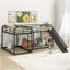 Full And Twin Size L-Shaped Bunk Bed With Slide And Short Ladder, Black-76522231