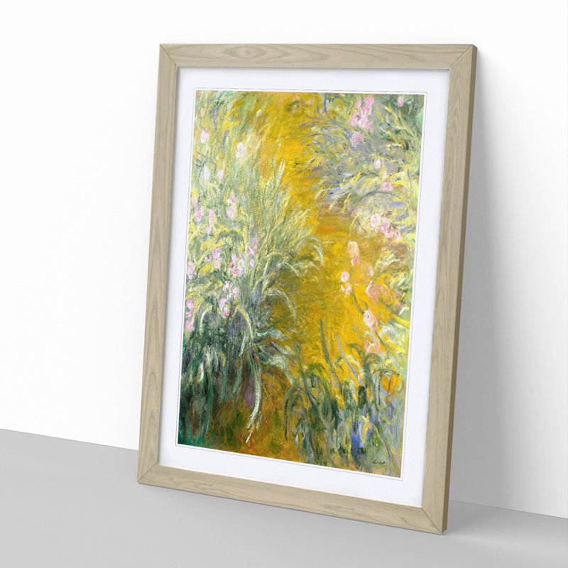 The Path Through the Irises by Claude Monet - Picture Frame Painting, Oak Framed, 48cm H x 36cm W x 2cm D