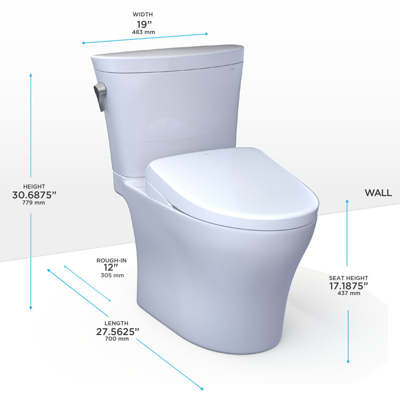 Toilette allongée à fixation au sol deux pièces Aquia® IV Arc 1,28 GPF (siège inclus)