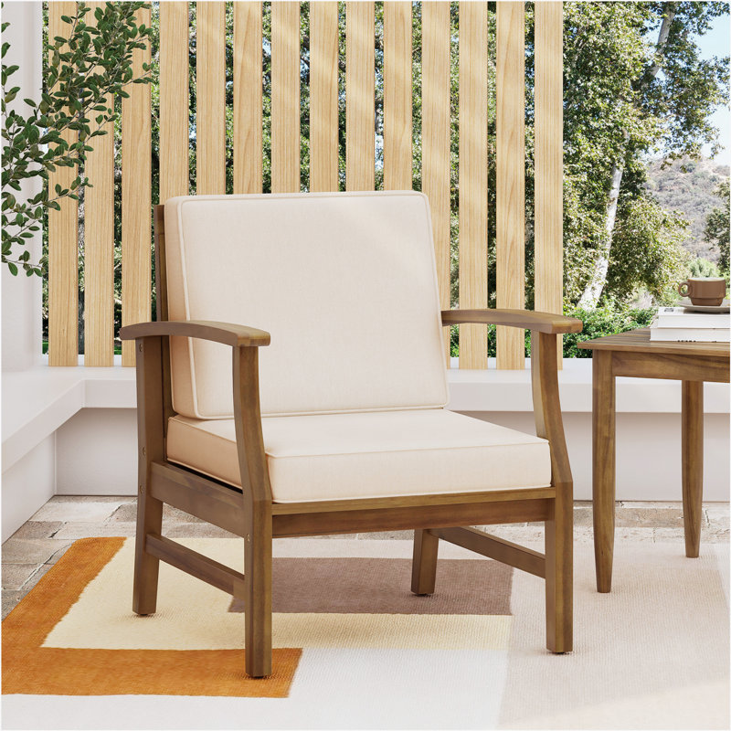CHAISE CLUB PERLA, Brun, Tissu crème