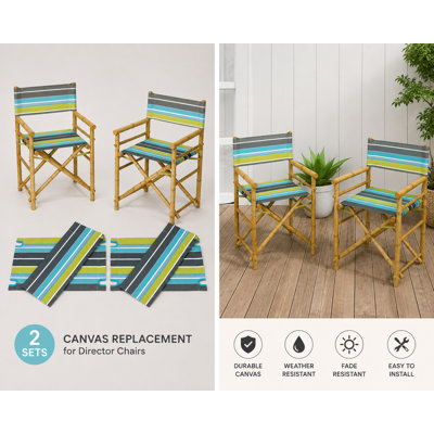 Ensemble de siège et de dossier en toile de remplacement pour 2 chaises de réalisateur