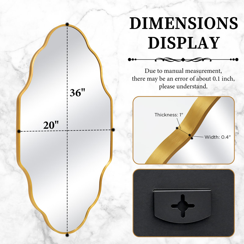 Marietherese Wall Mirror, 36" x 20", Gold