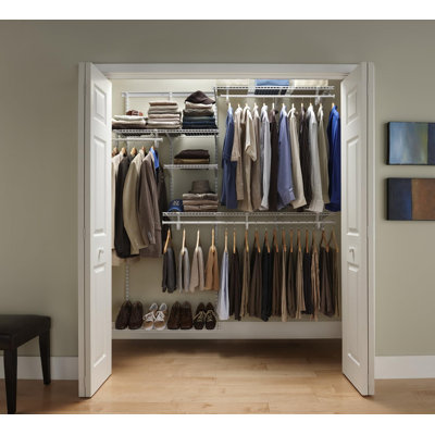 Adjustable Wire Closet Organizer System With Shelves, Clothes Rods, And Shoe Shelf, Durable Steel Construction, Easy Installation