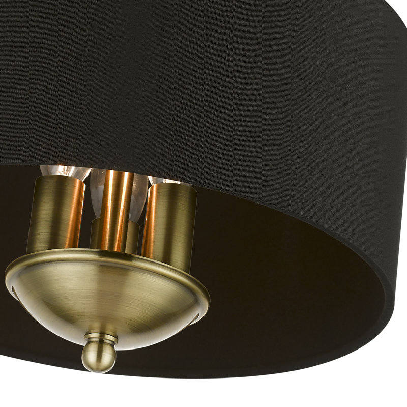 Plafonnier semi-encastré 3 lumières 12 po Brunetto, Laiton antique