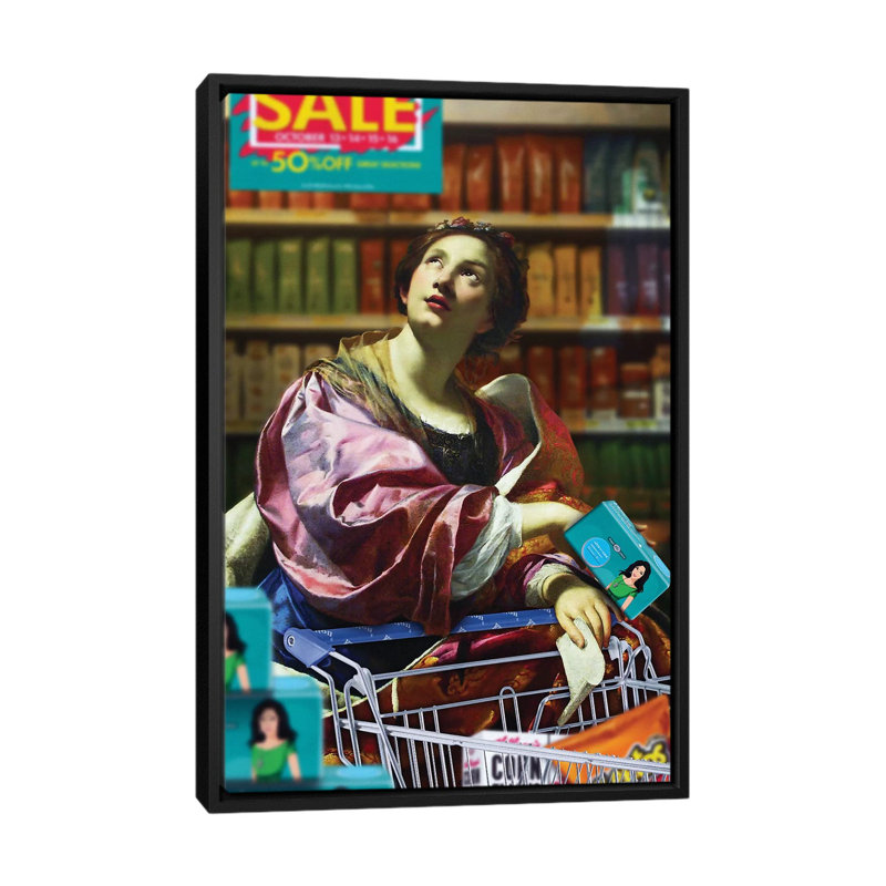 «At the Super marché», impression sur toile, H 26 po x l 18 po x P 1,5 po, Toile avec cadre noir, Pas de tapis