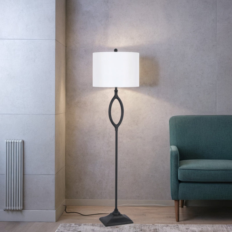 Lampe sur pied en polyrésine - fonte noire, 68 po
