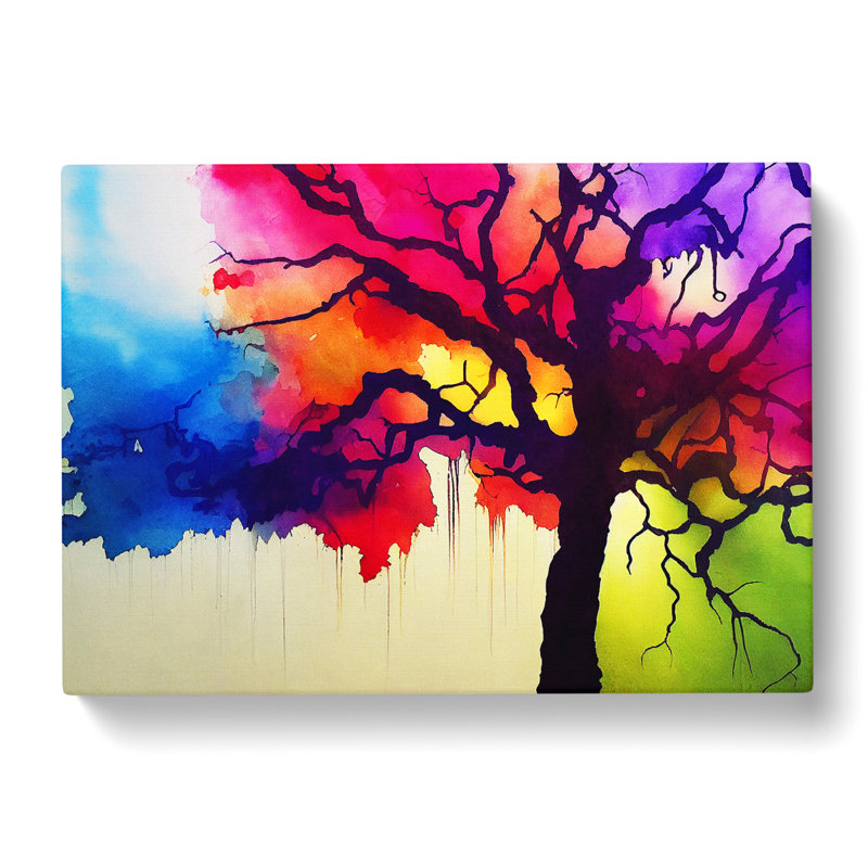 Super Colourful Tree Abstract - Wrapped Canvas, 35cm H x 50cm W x 3cm D