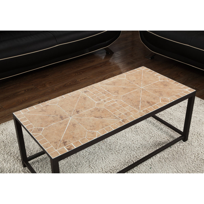 Table rectangulaire de salon - terrasse en tuiles de L de 42 po et café d'appoint transitionnel en métal stable