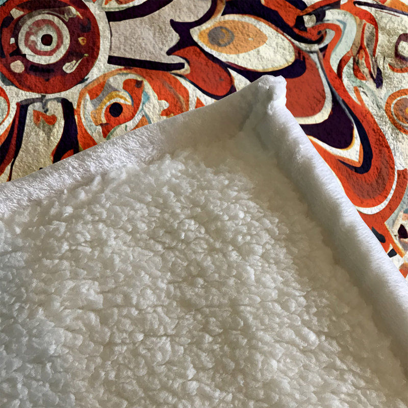 Throw Blanket, 51" W x 60" L, Marble/Abstract, Orange/Red/White