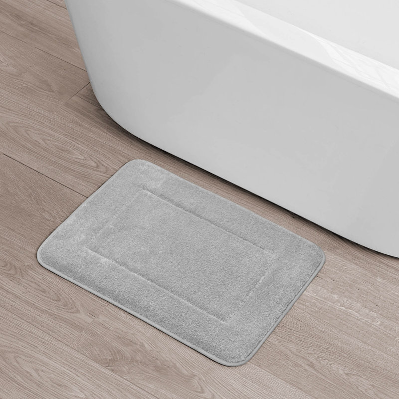 Non-Slip Bath Rug - Basics by Wayfair™, Light Gray, 17" W x 24" L