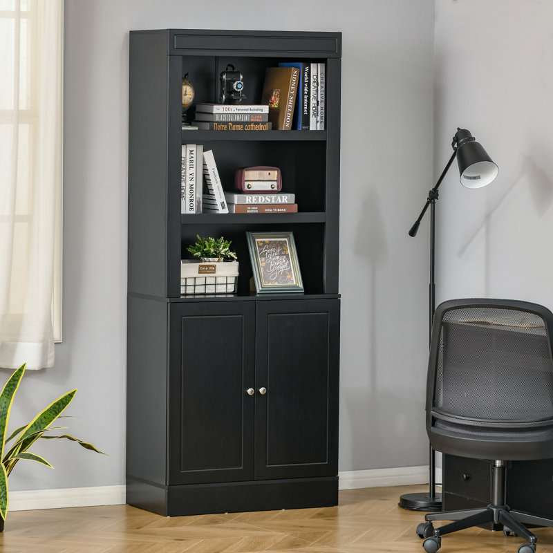 72" Kitchen Pantry Cabinet, Buffet with Hutch, Bookcase with Doors, Black 