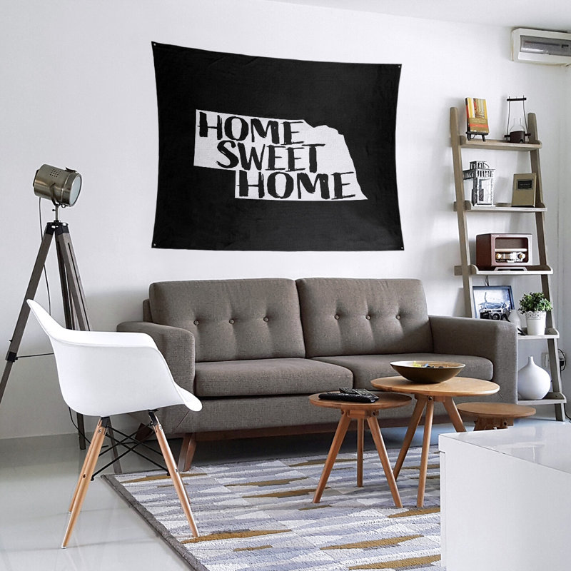 Tapisserie Home Sweet Nebraska, H 27,5 po x l 37,5 po, Noir