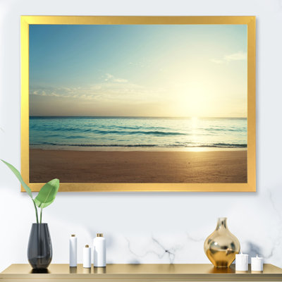 Coucher de soleil sur la plage des Seychelles - Photographie sur toile