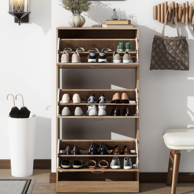 3 Shoe Cabinet With Drawers - Wood Storage. Particle Board, - Finish, Spacious For Shoes & Accessories 3 Rack Home. Made Of -, 2-layer Drawers, Fits Modern Home Decor
