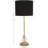 Elegant Metal Buffet Table Lamp With Black Silk Shade And Crystal Accents, Gold Finish