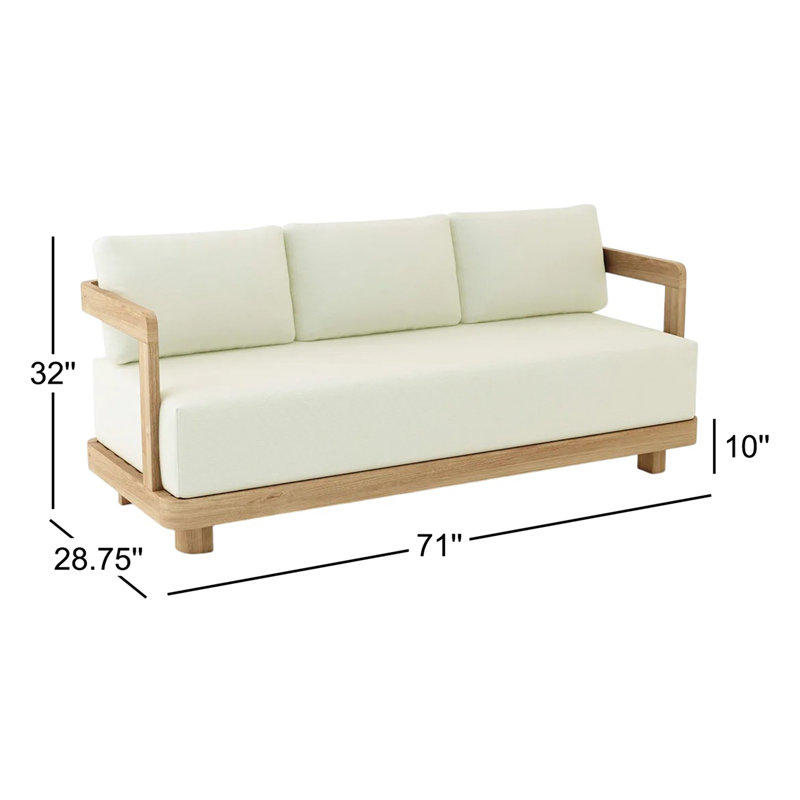 Granada Outdoor 3 - Seat Patio Sofa, Canvas Natural Sunbrella® Canvas, 3