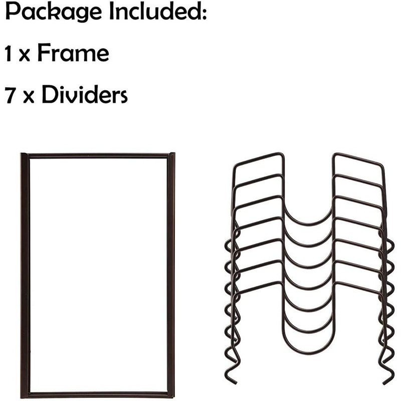 Support pour couvercles de casseroles pour armoire et comptoir, 7 couvercles de casseroles et support pour ustensiles de cuisson avec 7 compartiments réglables - brun