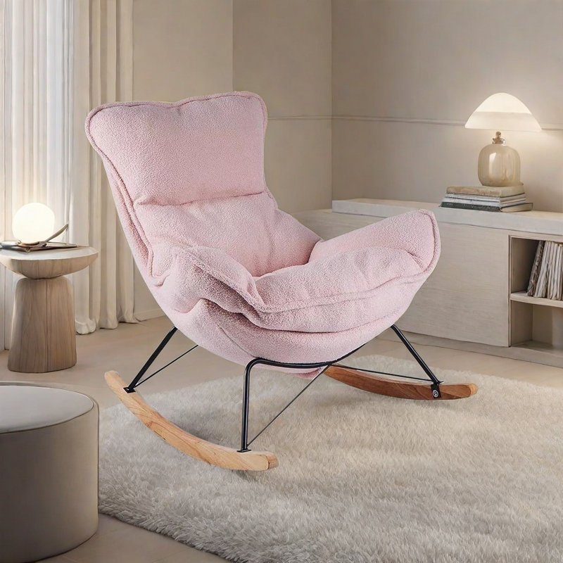 Chaise berçante simple, simple, moderne et décontractée, Blanc cassé