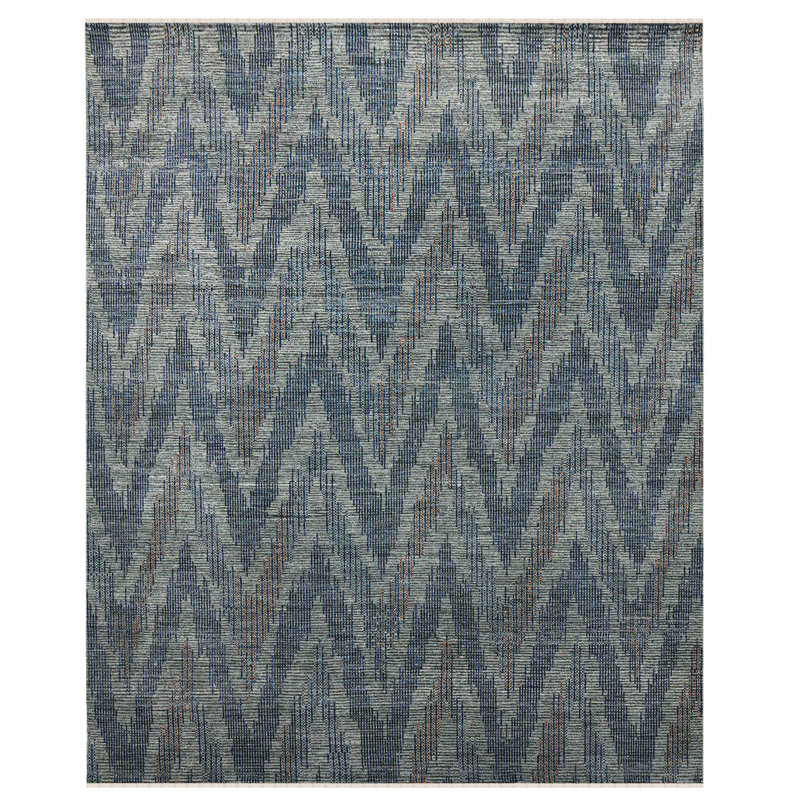 Nashville Charcoal Hand-Knotted Wool Blend Area Rug, Rectangle 9' x 12', Gray