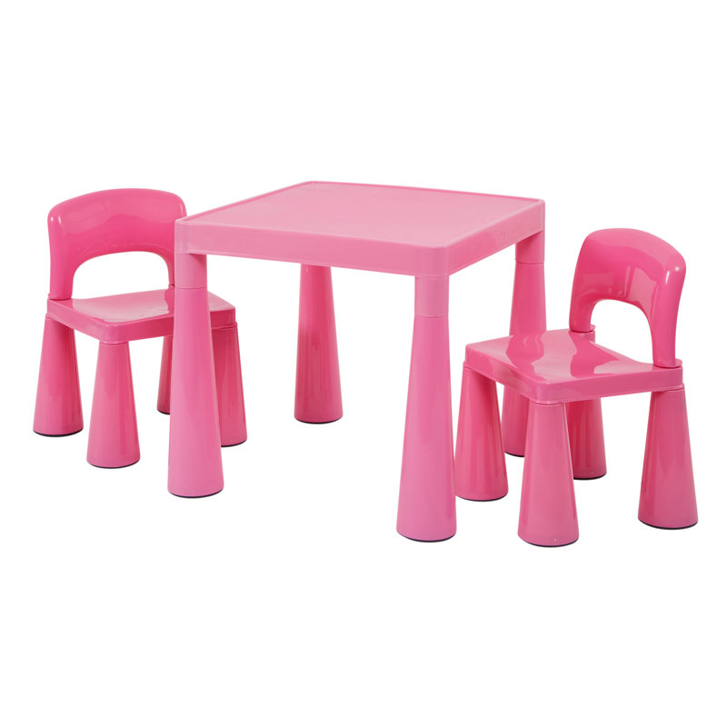 Kids Plastic Table and Two Chairs Set, Pink