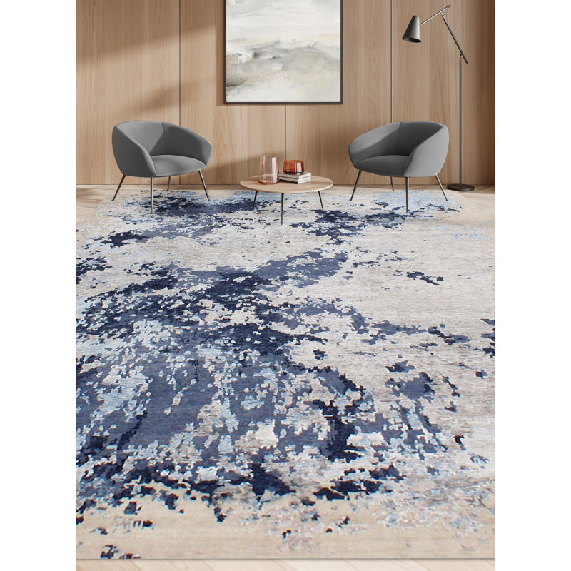 Area Rug in Silver/Blue, Rectangle 10' x 14'