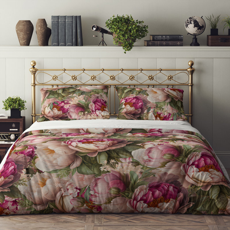 Floral Duvet Cover, King Duvet Cover + 2 King Shams
