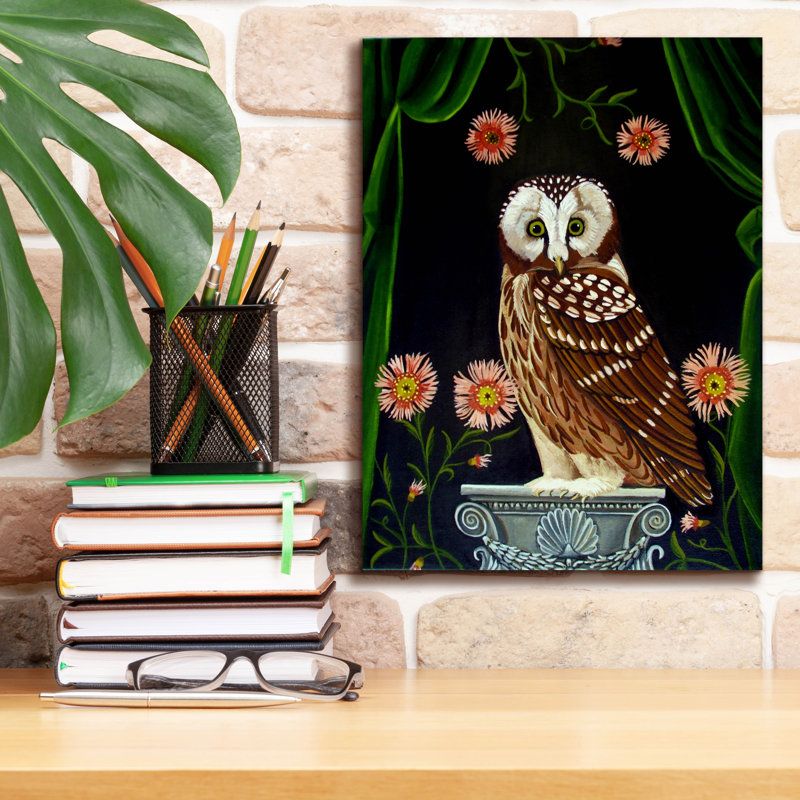 «Owl Guardian Print» par Catherine A Nolin, art mural sur toile, H 16 po x l 12 po x P 0,75 po