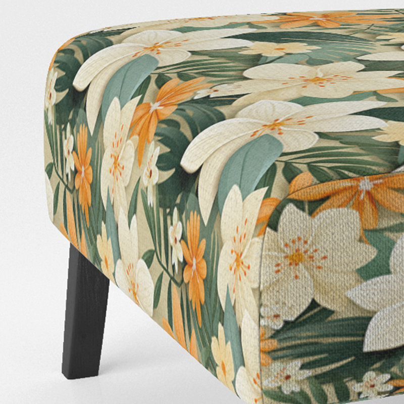 Fauteuil de chambre rembourré C, Manguier à motif tropical II
