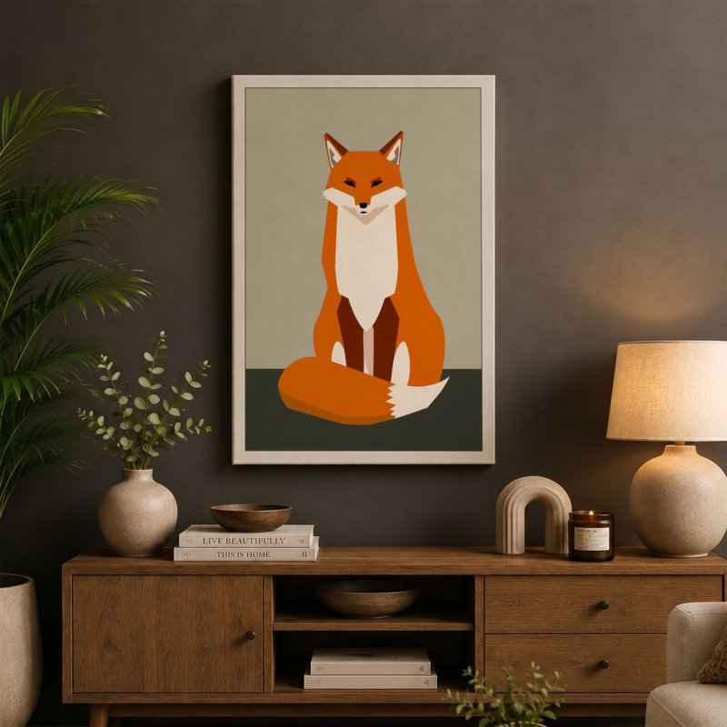 Gentle Fox Modern - Wrapped Canvas, 18x12 - 45.7 x 30.5 cm, Cream Border