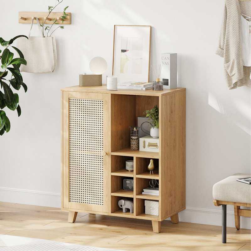 Sideboard Cabinet With Storage, Wine Bar Cabinet With Wine Racks, Buffet Cabinets For Home, Living Room, Natural