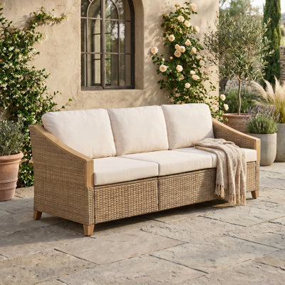 Shasta 3-seat Woven Rattan Sofa With Cushions