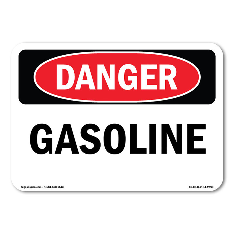 Gasoline Decal 18" X 12", 12" H x 18" W x 0.1" D