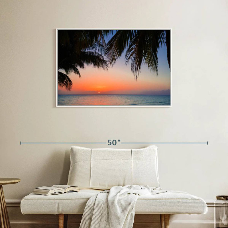 Coucher de soleil Cayo Coco Lilie, Cadre flottant blanc, 37 po x 25 po