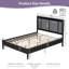 Grand lit plateforme en bois massif avec tête de lit tapissier et poignées en métal, support robuste de 500 lb sans sommier, meubles de chambre de ferme moderne avec espace de rangement-920335315-920335314