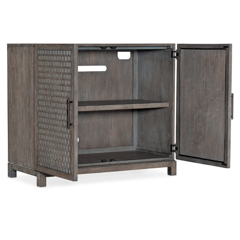 Gray Hardwood Transitional 2-Door Accent Cabinet